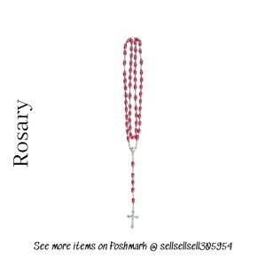 📿🔥 Rosary - Vintage Red Rosary Beads with Cross in Original Case